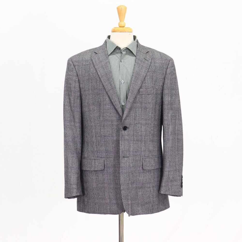 Tasso Elba 42R Gray Check 2-Button Sport Coat Blazer Jacket T321